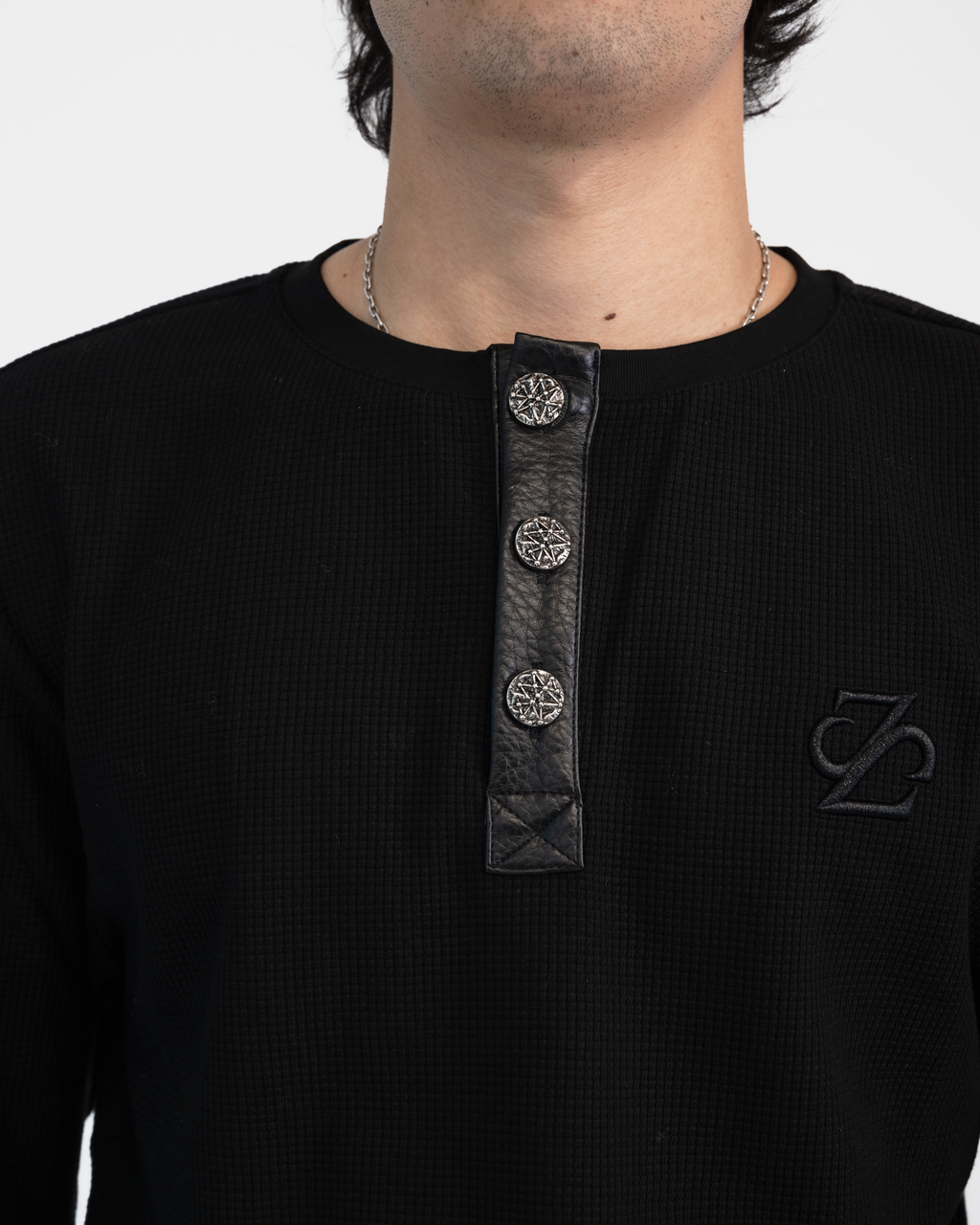 "Leather Out" Button long Tee