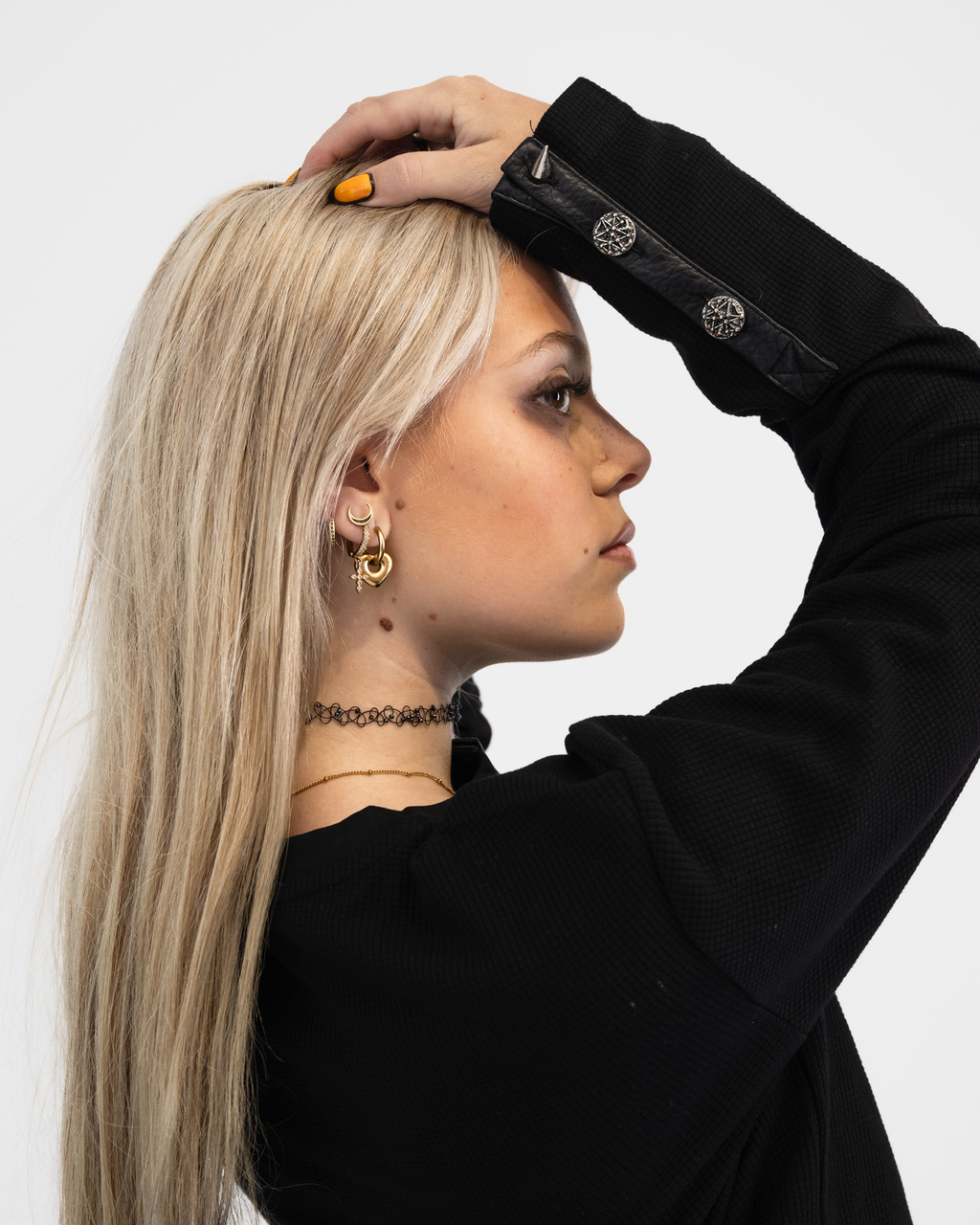 "Leather Out" Button long Tee